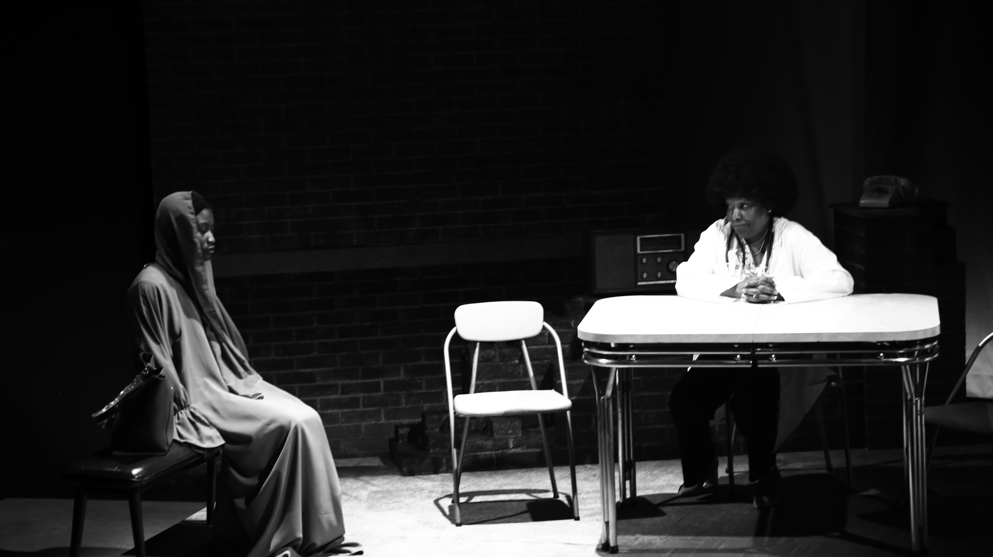 Satchel Williams as Fatima and Dr. Kimmika L.H. Williams-Witherspoon as Dr. Rivers in On My Deen