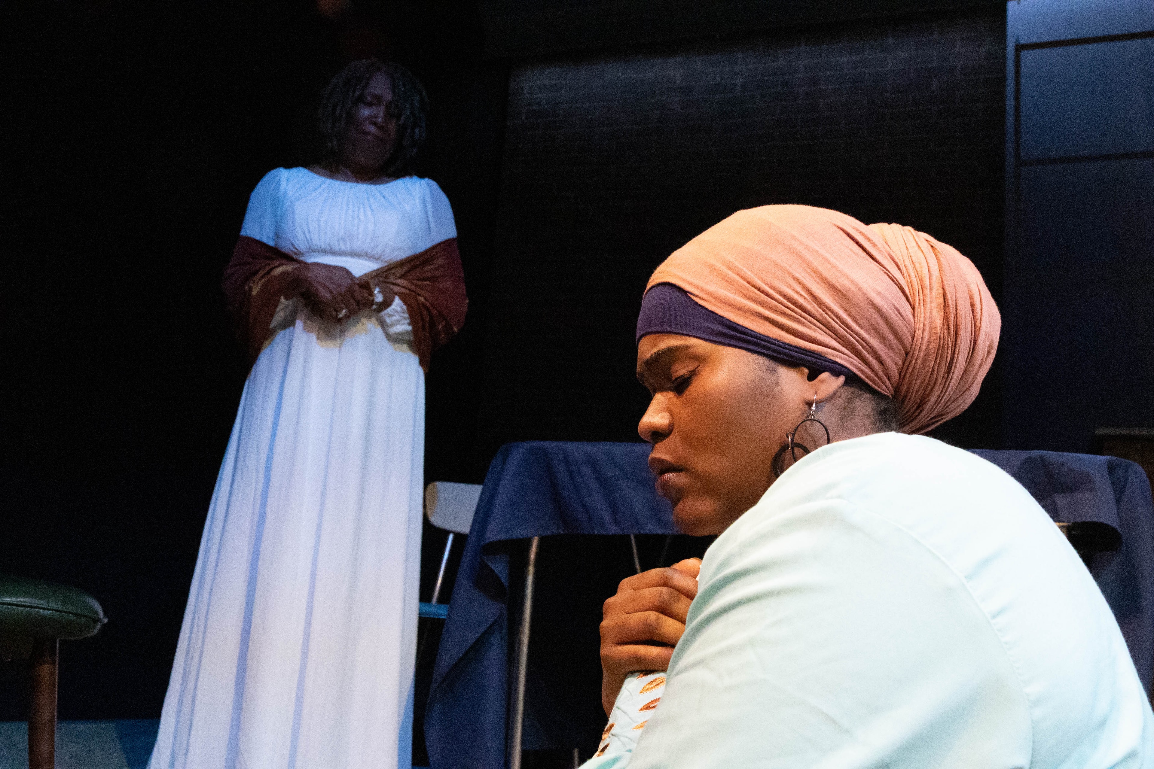 Dr. Kimmika L.H. Williams-Witherspoon as Fatima and Najah Imani Muhammad as Jamilah in On My Deen